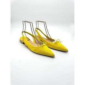Christian Louboutin Hall 20 Yellow Suede Spike Slingback Flats Size EU 41.5